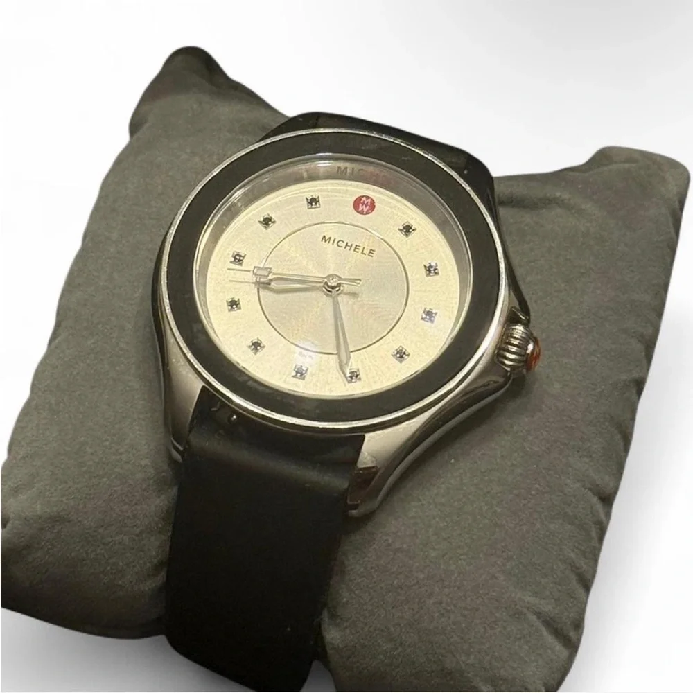 Michele Cape Spinner Black Dial Watch | Retail Tag $295